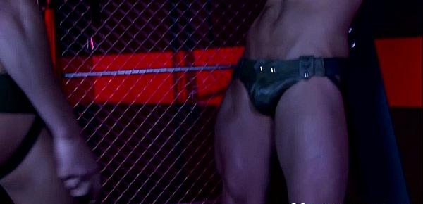  Muscular hunk teased and sucked while cuffed